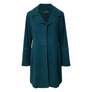 Vintage Neiman Marcus Teal Suede Leather Long Coat Women’s Medium Luxury
